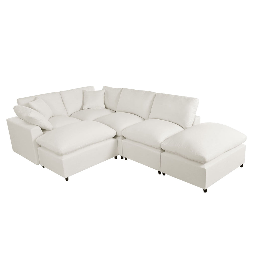 Harper & Bright Designs Convertible Modular Sectional Sofa with 2 Removable Ottomans & Pillows, Large U Shape Cloud Couch with Reversible Chaise for Living Room, Beige