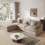 Sdorens 120" Modular Sectional Sofa,Comfy Cloud Couch with Movable Ottoman Deep Seat Chenille L Shaped Modular Sofa,Sectional Couches for Living Room,Bedroom and Apartment,Khaki