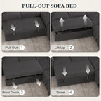 Time Ray 7 Seaters Storage Sectional Sleeper Sofa with Pull Out Bed,Modular Sectional Sofa with Storage Ottoman,Side Pocket,2 Loveseat,Plush Corduroy Sectional Couches for Living Room,Grey