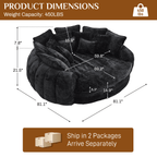 Rophefx 81.1" Oversized Round Chaise Lounge Sofa Bed,Fluffy Plush Cloud Couch with Deep Seat and 14 Pillows,Modern Comfy Couch for Living Room Apartment,Black