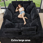  135.5" Sectional Couch, Black U Shaped Sofa for Living Room, Boneless Cloud Couch with Chaise,6-Seater, Corduroy Fabric, Freely Configurable Layout