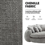  81" Oversized Round Chaise Lounge Sofa Bed, Modern Chenille Cloud Couch with Deep Seat, 14 Pillows, Assemble-Free, Light Gray