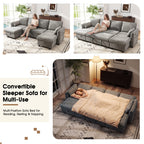 Hombryzy 109" Sectional Sleeper Sofa Bed with Storage Chaise, USB Charging Port, Pull Out Bed & Adjustable Backrest, U Shaped Couch for Living Room, Chenille Gray