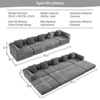 157" Convertible Sleeper Sofa Bed,Corduroy Futon Sofa Couch with High-Density Foam,Deep Seat Sofa for Living Room, Bedroom,Gray