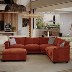 ZX Design 107.1" L-Shaped Modular Sectional Sofa, 6-Seater Deep Seat Couch with Storage Ottoman, Console, USB Type-C & Cup Holders for Living Room
