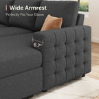 Marrber Modular Sectional Pull-Out Sofa Bed U-Shaped Linen Couch Bed with Storage for Living Room, Gray