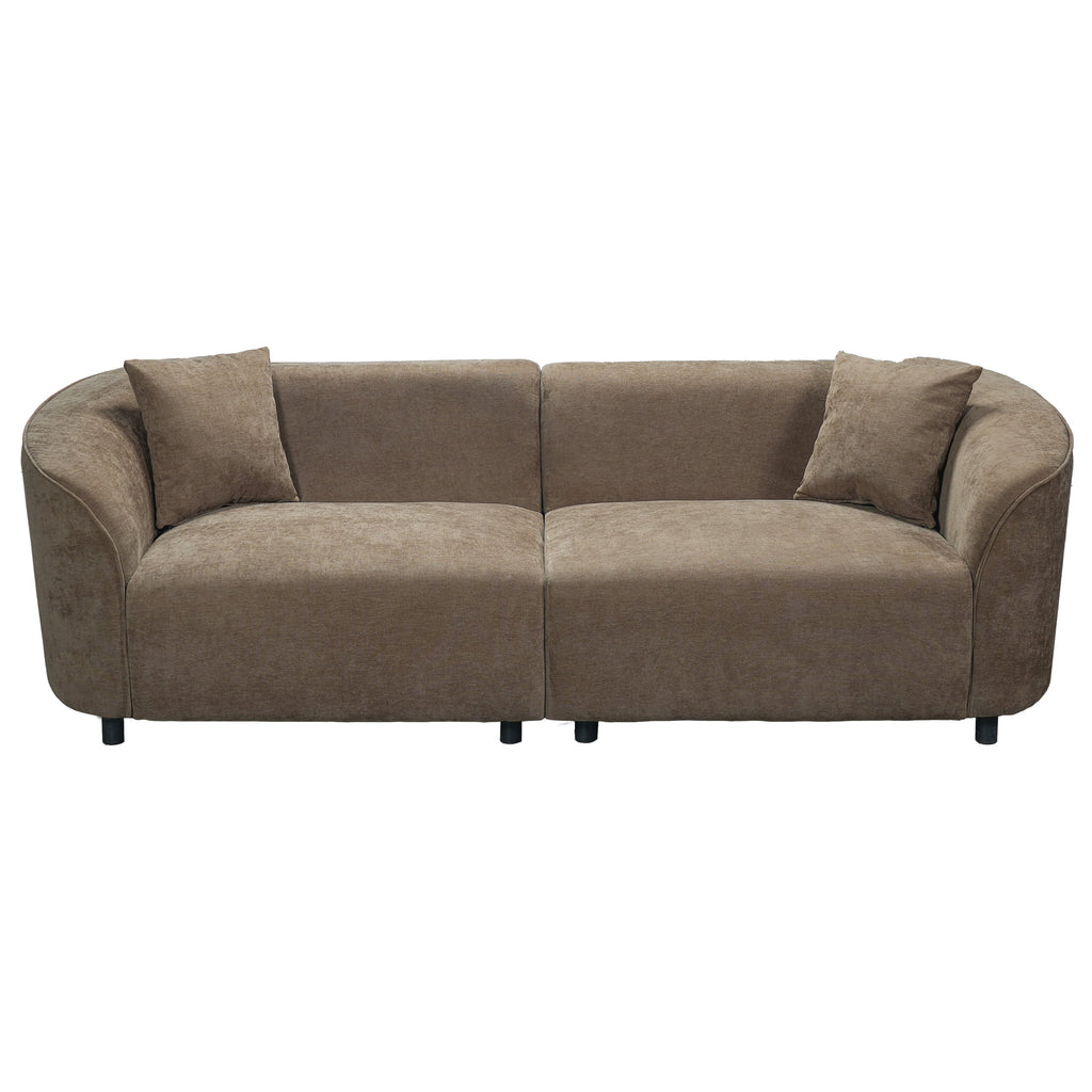 Christopher Knight Home 87" Curved Contemporary Fabric Sofa in Plush Seating, Streamlined Design Durable Frame, Brown