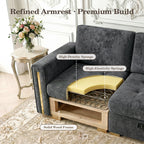 Advwin 126" U-Shaped Oversized Modular Sectional Sofa with Ottoman, Storage Under Each Seat & Gold Metal Accents, 5-Seater Modern Luxury Chenille Convertible Cloud Couch for Living Room, Dark Gray