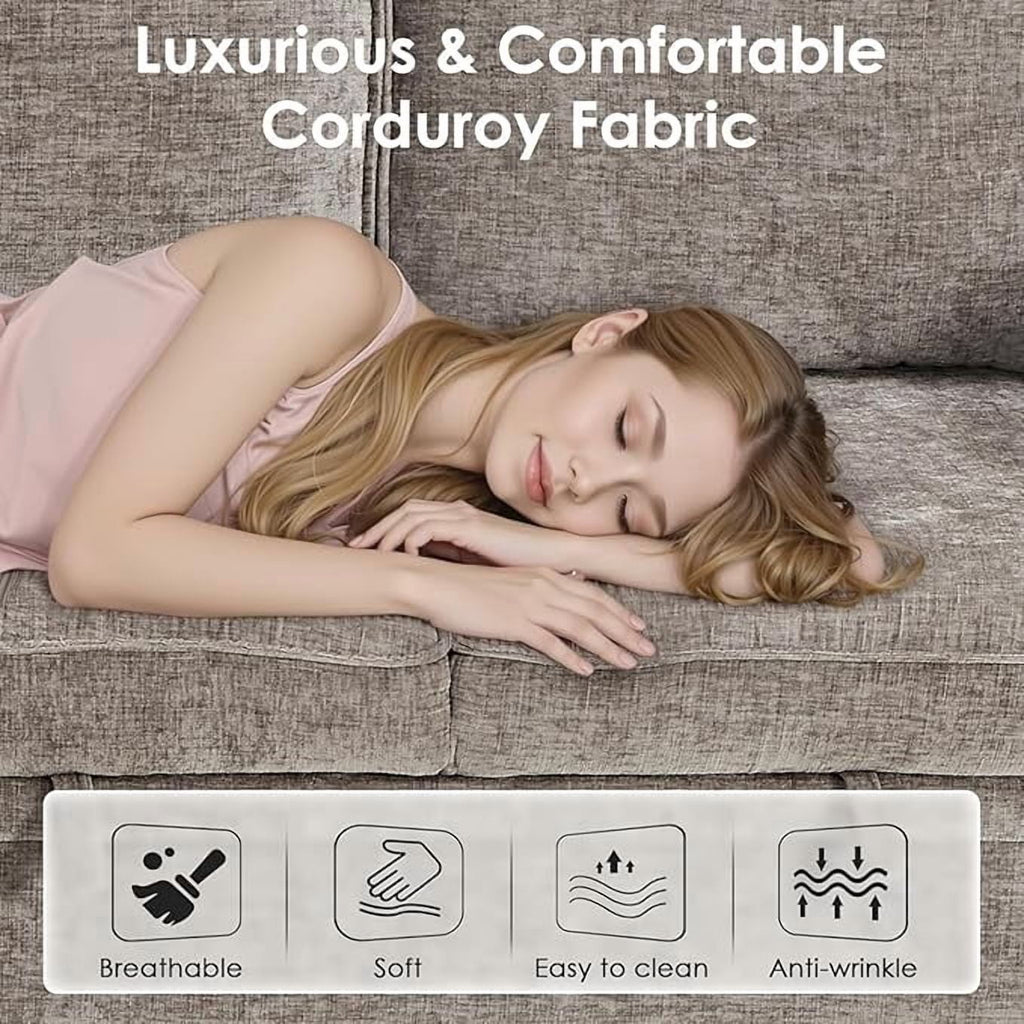  81" Sectional Sleeper Sofa with Pull Out Bed, Modular L-Shaped Chenille Couch with Storage Chaise, USB Charging Ports & Cup Holders for Living Room, Apartment, Light Brown