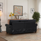 Classic Faux Leather Sofa, 3 Seaters Upholstered Couch with Nailhead Trim and Removable Cushions for Living Room Office Apartment