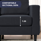 Puremind L Shaped Sofa, Oversized 5 Seat Corner Sofa with Side Pockets, Modern Linen Sectional Couches for Living Room/Apartment, Dark Gray