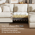  110" Large Modular Sectional Cloud Sofa with Removable Storage Ottoman, Extra Deep Seat Couch, Living Room Furniture, Chenille Beige