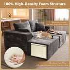XIZZI Oversized Chaise Lounge Chair Indoor Double, Modular Sectional Sofa with Plush Corduroy, Sleeper Sofa Boneless Couch for Living Room Bedroom, No Assembly Required, Gray