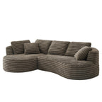 MAYEERTY 120.9" Brown Corduroy Curved L Modular Sectional Sofa, Pocket Spring No Assembly Couch for Living Room Reception