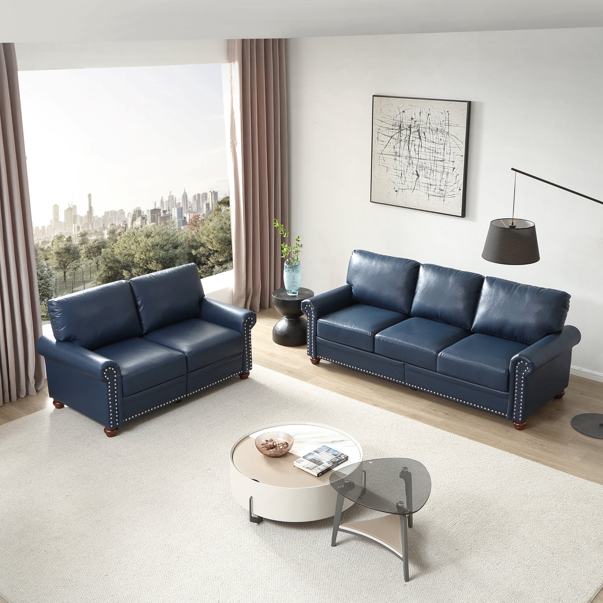 SOLIA 3-Seat Modular Sectional Sofa Couch Faux Leather