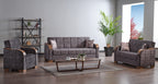 Ottomanson 88" Convertible Sofa Couch for Living Room, Suede Modern Sofa Bed with Storage, Brown