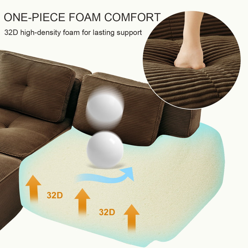 Hvoonc 232" Oversized Modular Sectional Couches for Living Room, L Shaped Couch with 2 Ottomans, No Assembly, Dark Brown