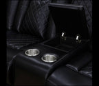 Black Breathing Leather 3-Piece Living Room Recliner Sofa