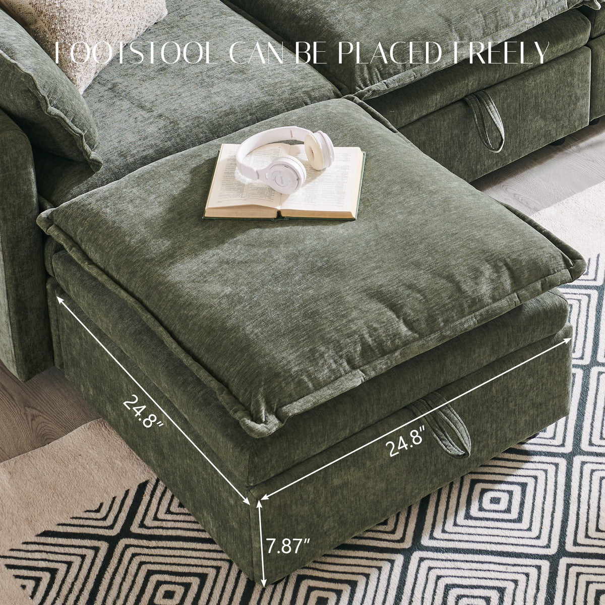 Aitjunz 85.83'' Modular Cloud Couches, Sectional Sofa for Living Room, Modern Couches and Sofas with Storage Ottoman, L-Shape 4 Seat Chenille Cloud Sofa with Pillows for Bedroom