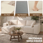  108" Convertible Sectional Couches Comfy Fluffy 4 Seat Memory Foam Sectional Sofa Upholstered Couches for Living Room Bedroom,No Assembly Required,(Left Facing Chaise) Beige