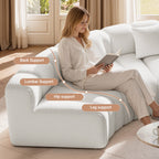 Daluvenix Oversized Round Sectional Sofa, 8 Seater Modern Curved Velvet Modular Couch, Boneless Cloud Sofa for Living Room, No Assembly Required, White