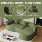 Wiilayok 110" Chenille L Shaped Sectional Sofa,Curved Sofa Couch with Right Chaise,Cloud Compression Deep Seat Sofa Couches for Living Room,No Assembly,Green