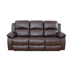  Brown 3-Seater Reclining Sofa - Air Leather Upholstery with High-Elastic Sponge for Living Room & Office