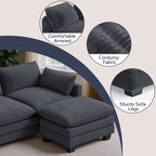  145.7" U Shaped Modular Sectional Sofa with Movable Ottomans, Corduroy Cloud Sofa Couch with 25.2" Deep Seat, Removable Washable Covers, 4-5 Seater Comfy Modular Sofa for Living Room Apartment
