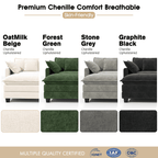  111.5'' Modular Sectional Sofa with Movable Ottoman, L Shaped Cloud Couch for Living Room, 3-Seat, Beige