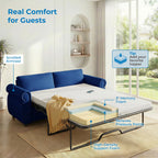 Mjkone Full Size Convertible Pull Out Sleeper Sofa Bed with Mattress for Living Room, Apartment or Office,Blue
