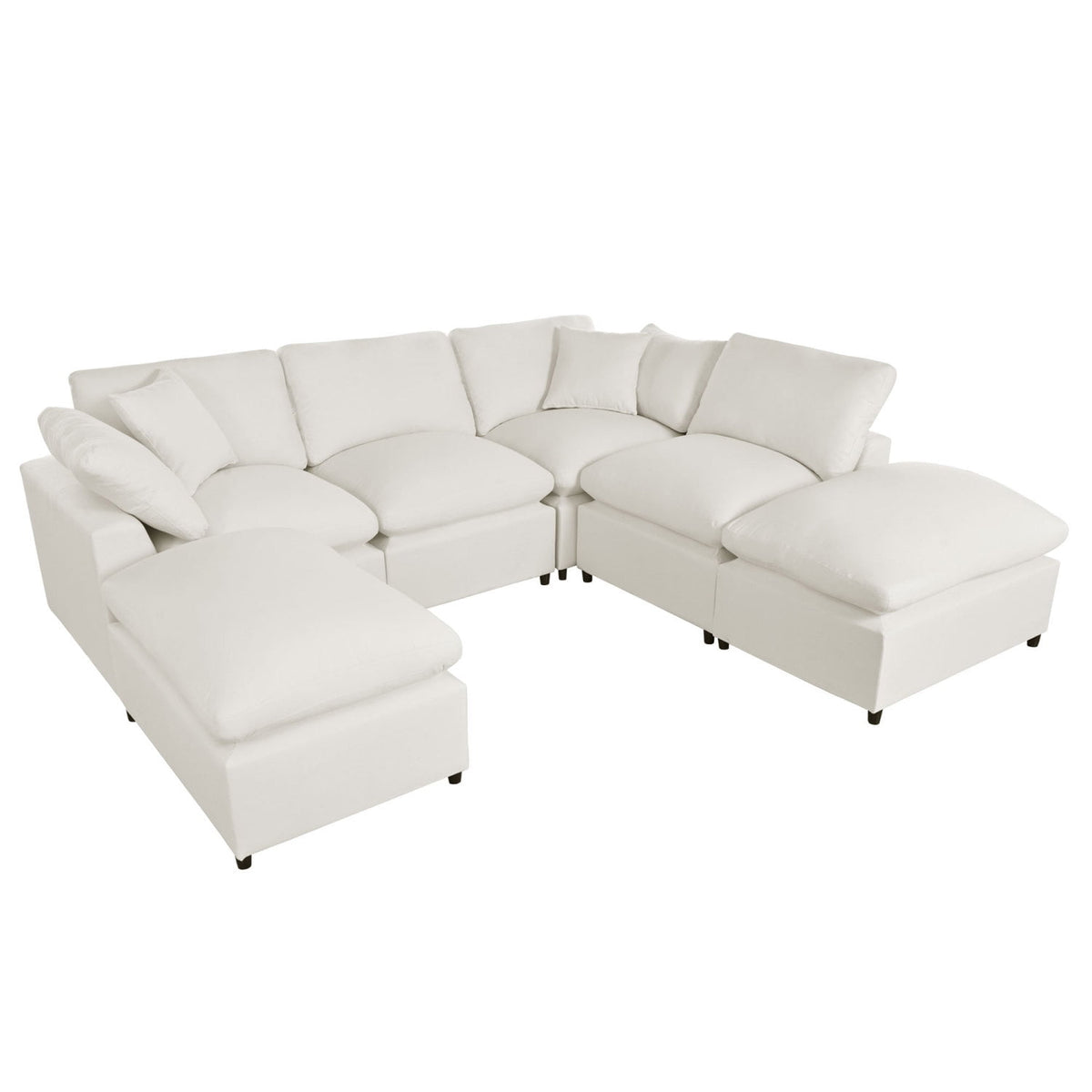 Harper & Bright Designs Convertible Modular Sectional Sofa with 2 Removable Ottomans & Pillows, Large U Shape Cloud Couch with Reversible Chaise for Living Room, Beige