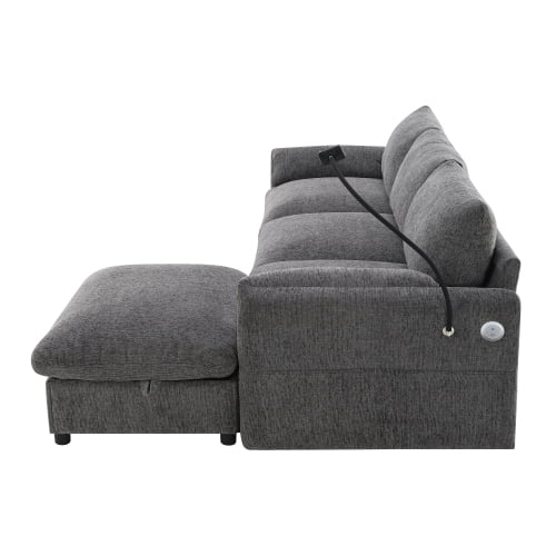 EPOWP L-Shaped Modular Sectional Sofa, Chenille Cloud Couch with Storage Ottoman, USB Charging Ports & Adjustable Phone Holder, 96.5" Deep Seat Comfy Couch for Apartment, Living Room, Office