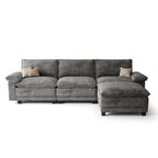 DoMaDing 108" L Shaped Modular Sectional Cloud Sofa, Sofa Couch for Living Room, Comfortable Couch with Modular Design, Sturdy Frame, Dark Gray