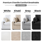 The Magic Home Modular Sofa & Sectional Sofa - L Shaped Deep Seat Cloud Couch in Soft Linen Blend Fabric,Perfect for Apartment & Small Space Living,3-seat Sofa with Ottoman,Khaki Couch