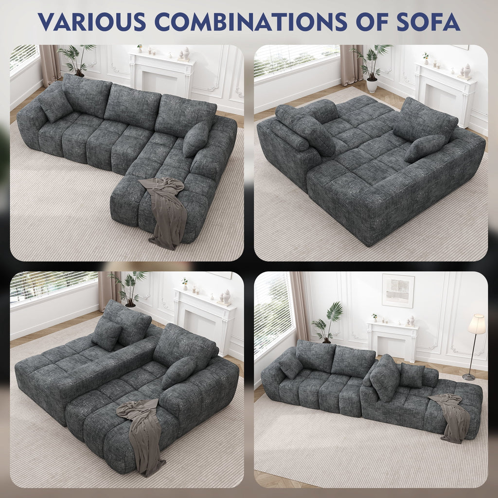  Sectional Sofa, 101" L-Shaped Modular Cloud Couch,Unique Chenille Fabric Couches and Sofas,Compression Sofa No Assembly Required(Deep Gray)