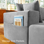 Modular Sectional Boneless Couch, Chenille Tufted Sectional Couches for Living Room, No Assembly U Shape Cloud Sofa with Throw Pillows & Storage Side Pocket (Gray)