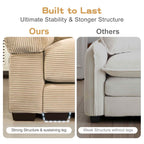 FFH 130" Oversized Modular Cloud Sofa, Cloud Sectional Couch for Living Room, 3 Seater Corduroy Sofa with Deep Seat, Easy Assembly, Camel
