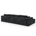 132" U-Shaped Chenille Cloud Sectional Sofa, Boneless Modular Couch with Cup Holders & Side Pockets, No Assembly Compressed Living Room Sofa, Black