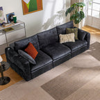CHIC HOUSE 104" Electric Extendable Sofa Bed with Triple Motor, Convertible Smart Power Reclining Sleeper Sofa Deep Seat 3-Seat Couch with Solid Wood Frame in Velvet, Black