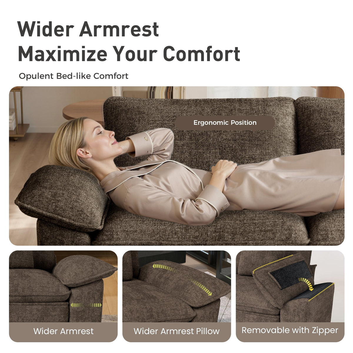 Sophia&William 157.5"L Modular Sectional Sofa Sets, Modern Chenille Couch 6-Seat Oversized Cloud Sofa with 4 Pillows & 2 Ottomans for Living Room,Grayish Brown
