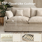  108" Modular Sofa U-Shaped Cloud Sectional Couch with 2 Ottomans, Comfy Deep Seat Chenille Sofa for Living Room, Apartment, Camel