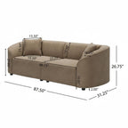 Christopher Knight Home 87" Curved Contemporary Fabric Sofa in Plush Seating, Streamlined Design Durable Frame, Brown