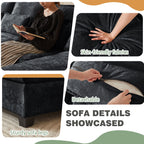  113" Sectional Sofa Oversized U Shaped Couch with Double Chaise,Cloud Couch with 4 Waist Pillows,Modern Linen Seating Furniture for Living Room Office Studio Apartment,Black