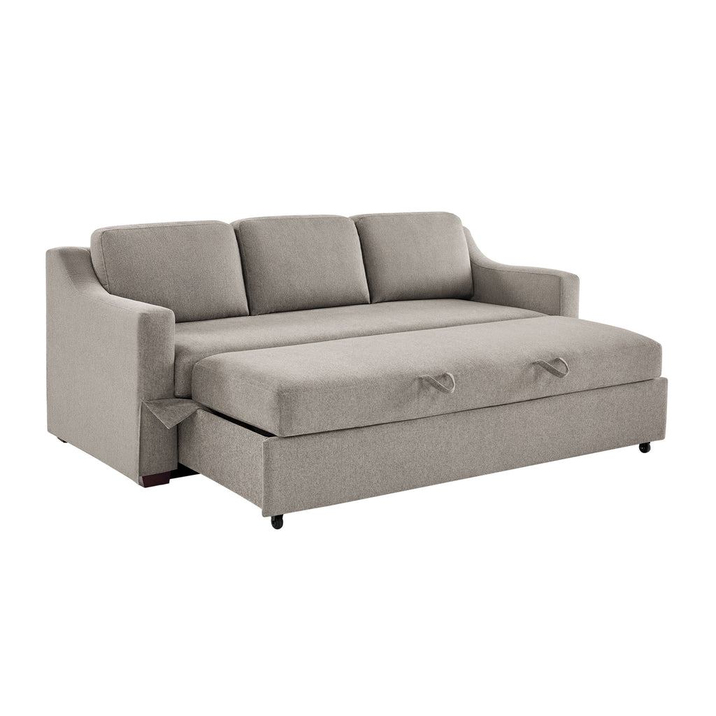 Serta Hanson Modern Farmhouse Convertible Sofa with Queen Size Sleeper, Flax Fabric