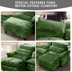 AISWORD 157" U Shaped Cloud Couch Sectional, Oversized Modular Sofa with USB Charging, Hidden Storage, Cup Holders & Double Chaise for Living Room, Green