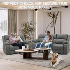 Chizzysit Reclining Couch Sleeper Sofa Set Chaise Lounge Chair Leather Recliner Couch Loveseat for Living Room, Theater Seating - Gray