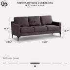 Serta Hemsworth Mid-Century Modern Style Sofa, Charcoal Faux Suede
