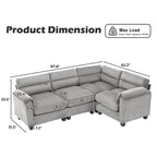  Modular Convertible Sectional Sofa, Modern living room furniture sets L-Shaped Couch Gray