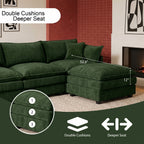 CKEASEAN 102" Chenille Modular Sectional Sofa with Ottoman, 3-Seater L-Shape Cloud Couch with Upholstered & Pillow, Comfy Cloud Sofa for Living Room, Bedroom, Apartment, Office, Easy Assembly