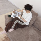 Magic Home Convertible Sectional Sofa Modular Couch,Modern Corduroy Sofa with Pillows for Living Room,Apartment and Small Space,2-Seat Sofa,Brown
